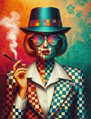 Mujer fumadora colorida