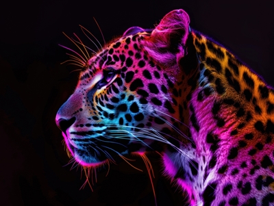 Leopard in the Neon Light