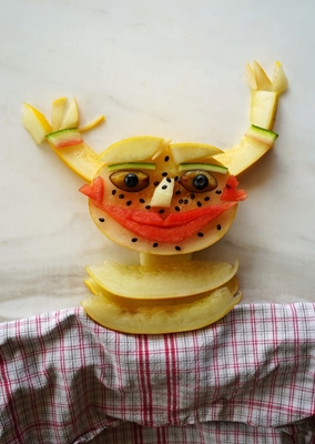 Retrato de fruta de niña 
