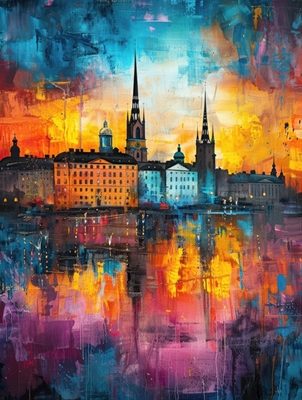 Puesta de sol en la hermosa Estocolmo