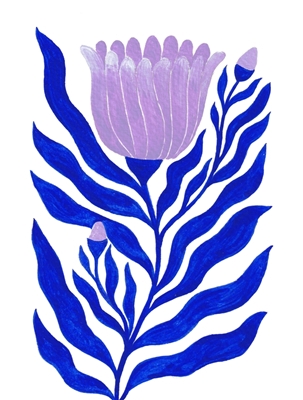 Azul índigo y flor lila