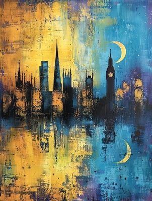 Londres iluminada pela lua na noite