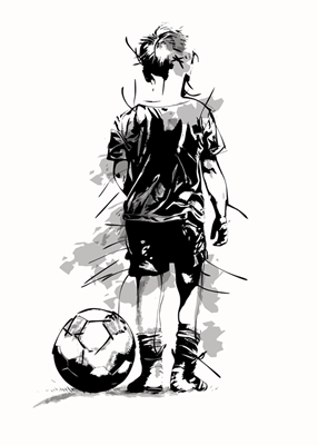 Kleiner Junge spielt Fußball