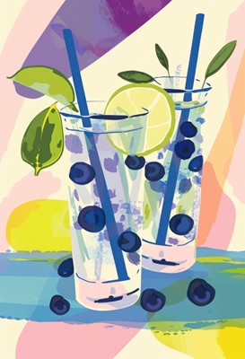 Blaubeer Mojitos mit Limetten