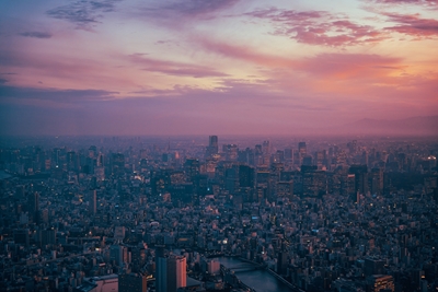 Metrópolis de Tokio en rosa