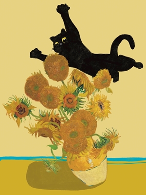 Kot w słonecznikach