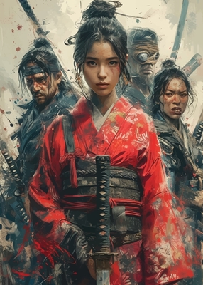 Samurai-Mädchen-Truppe