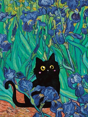 Cat In Irises