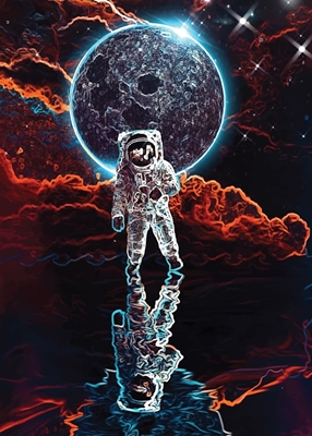 Neonowy Księżyc Astronauta