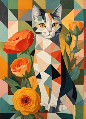 Ranunculus With A Cat Cubism