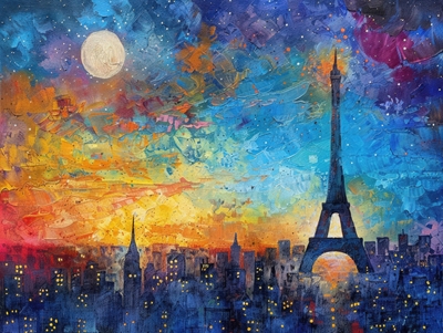 Paříž - Měsíční svit za soumraku
