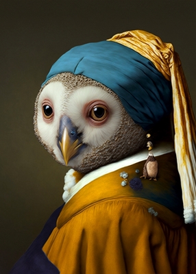 Owl with pearl earring