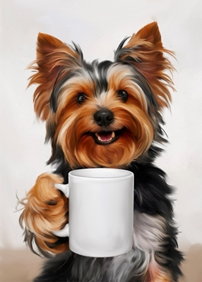 Yorkshire Terrier i kawa