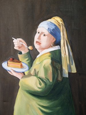 Fille avec gâteau de Delft