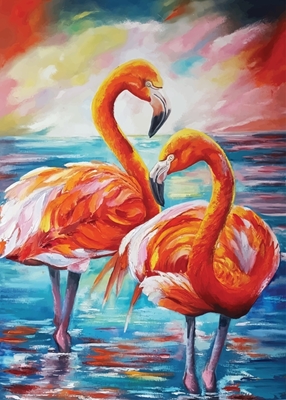 Flaminggo fågel målning