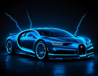 Bugatti Chiron - Blau Neon