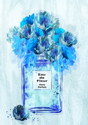 Blauw bloemenparfum