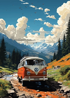 VW Bus mit schöner Aussicht