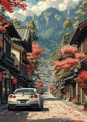 Nissan GTR con vista a Japón