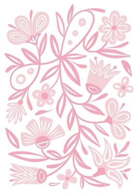 Pink Folk Flowers