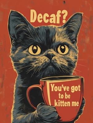 Coffee Lover Cat Poster Decaf