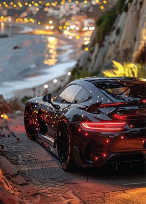 Porsche sport Car in a Beach