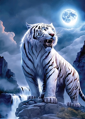 White Tiger with The Moon