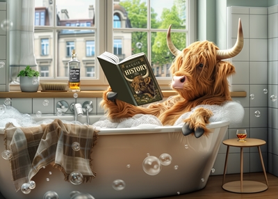 Vache des Highlands dans le bain