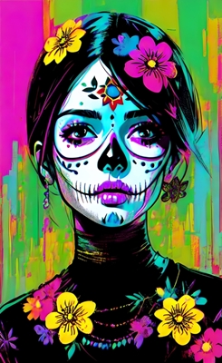 Neon Catrina: Blomstrende elegance