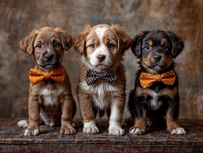 Puppies in bowtie