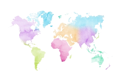 Colorful watercolor world map