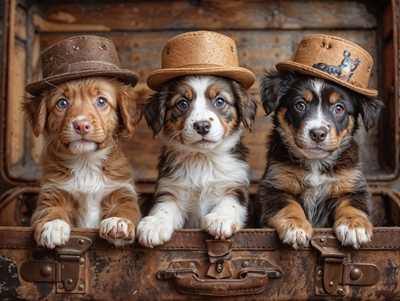 Cachorros lindos con sombreros