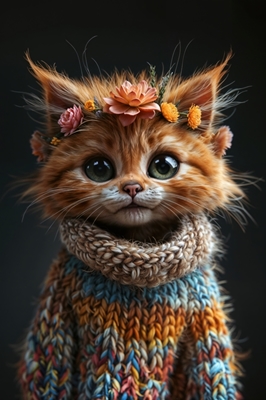 Kitten in Knitted Costume