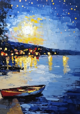 Pleine Lune Nuit x Peinture à l’huile