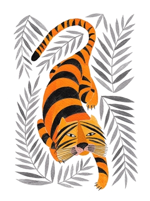 Tiger mit grauem Laub