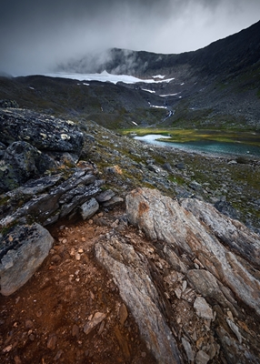 The glacier in fog