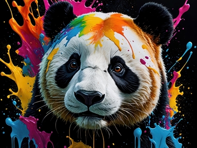 Colorful panda head portrait