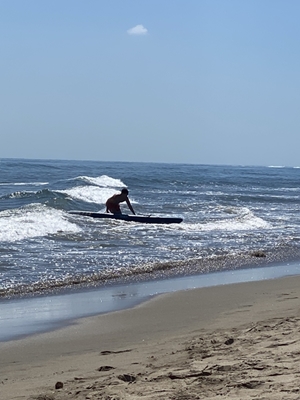 Surfistas sobre las olas