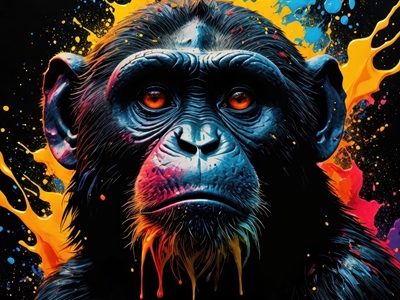 Colorful monkey head portrait