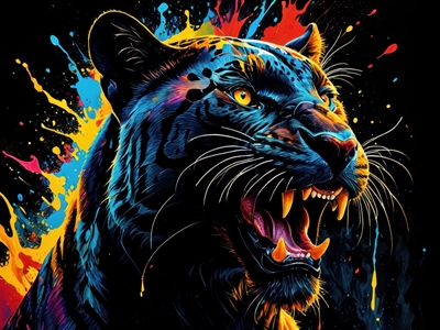 Colorful panther head portrait