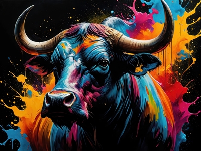 Colorful bull head portrait