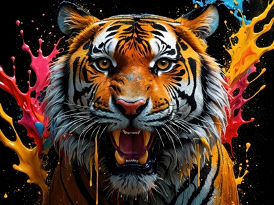 Colorful tiger head portrait