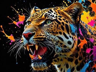 Colorful leopard head portrait