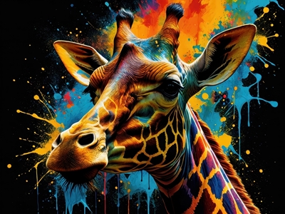 Colorful giraffe head portrait