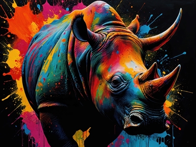 Tête de rhinocéros colorée