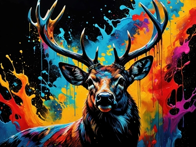 Colorful deer head portrait