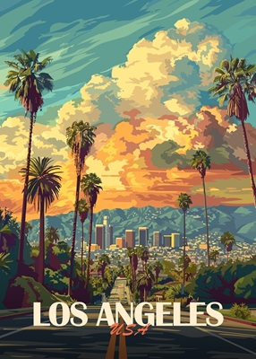 Cartaz de viagem da cidade de Los Angeles