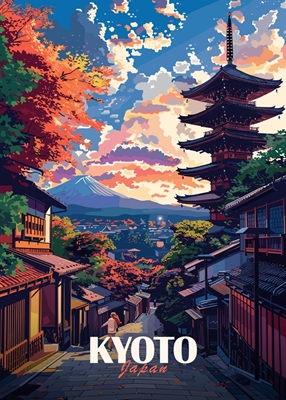 Póster de viaje a la ciudad de Kioto