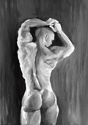 Painting man naked backside