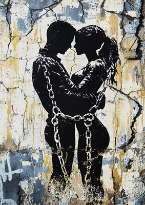 Arte de Banksy de amor acorrentado